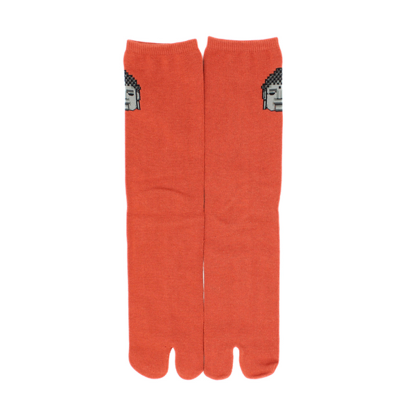 Front view of long orange Tabi Socks 