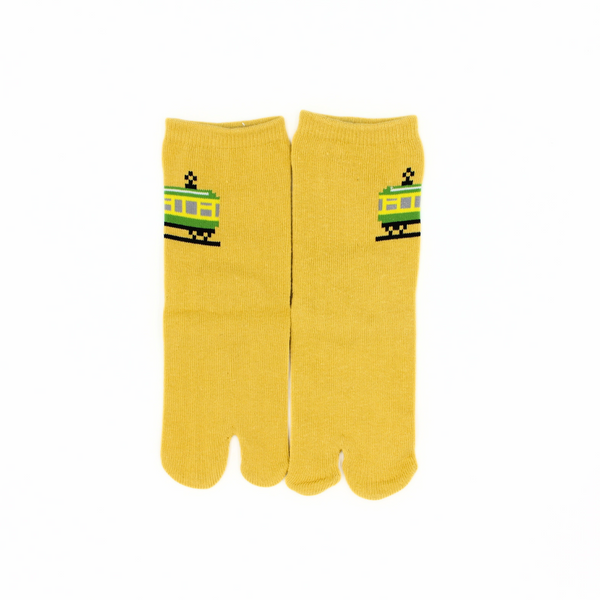 Front view of long yellow kids' Tabi Socks 