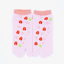 Front view of short pink Tabi Socks " Shika-no Ashiato "