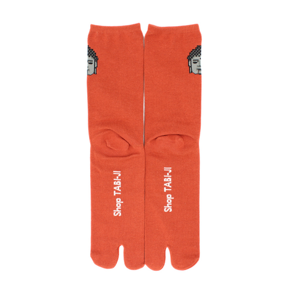 Back view of long orange Tabi Socks 