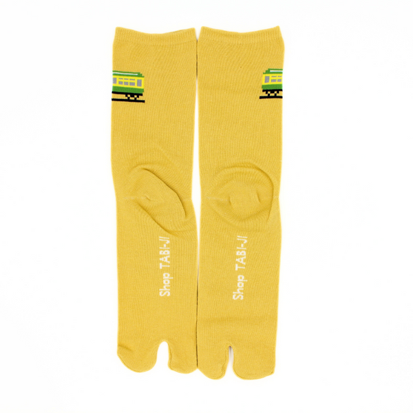 Back view of long yellow Tabi Socks 