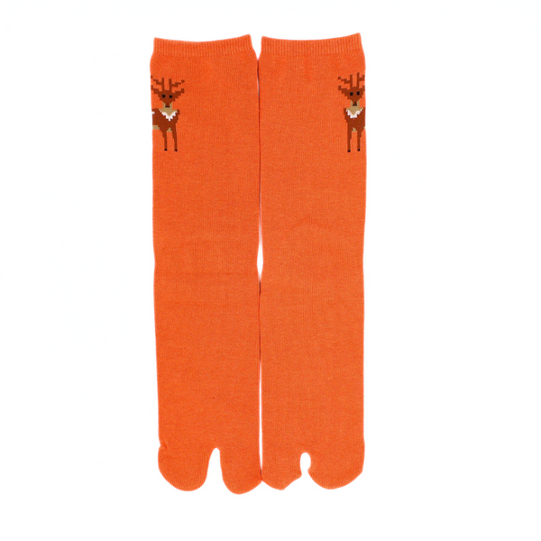 Front view of long orange Tabi Socks 