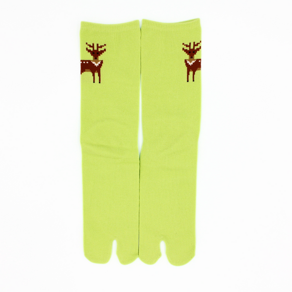 Front view of long green Tabi Socks 