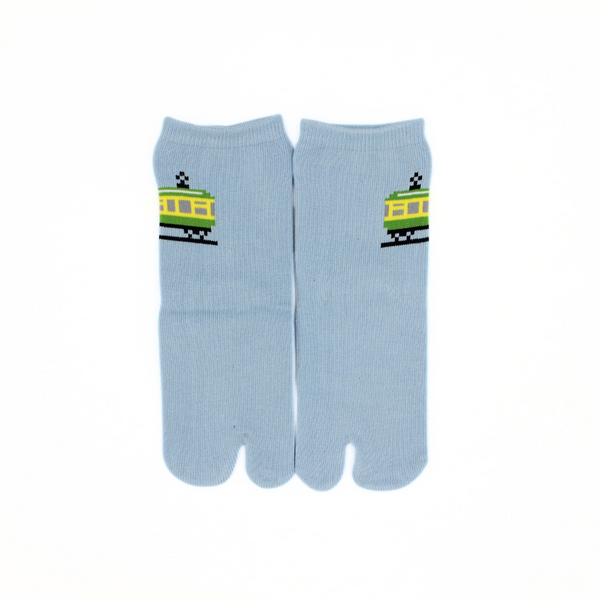 Front view of long blue kids' Tabi Socks 