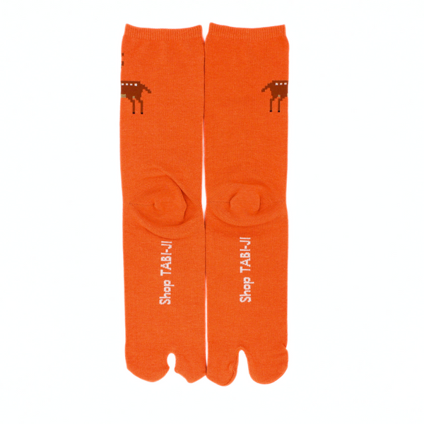 Back view of long orange Tabi Socks 