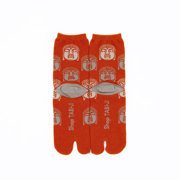 Back view of long orange Tabi Socks " Nara Daibutsu "– children's size
