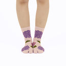 Person wearing long pink Tabi Socks " Ajisai ", front view