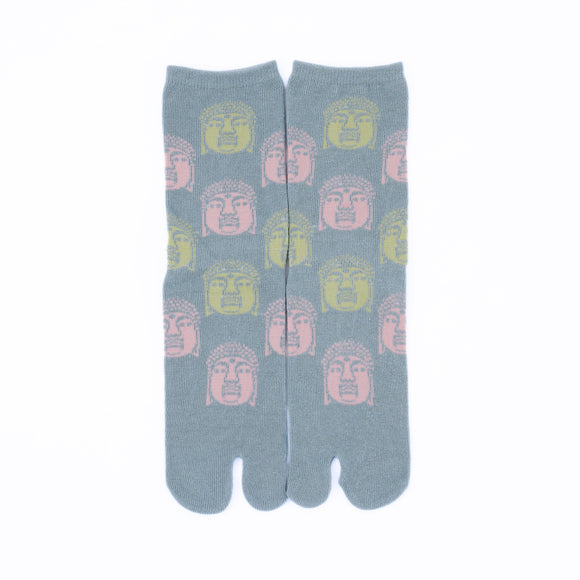 Front view of long dull blue Tabi Socks " Nara Daibutsu "