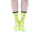 Person wearing long green Tabi Socks " Shika-no Ashiato ", front view