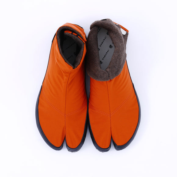Top view of orange Tabi Shoes " U-ten x FLEECE "