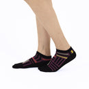 Person wearing short black Tabi Socks " Sankuzushi ", right side view