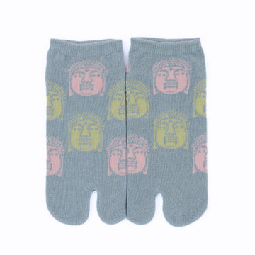 Front view of short dull blue Tabi Socks " Nara Daibutsu "