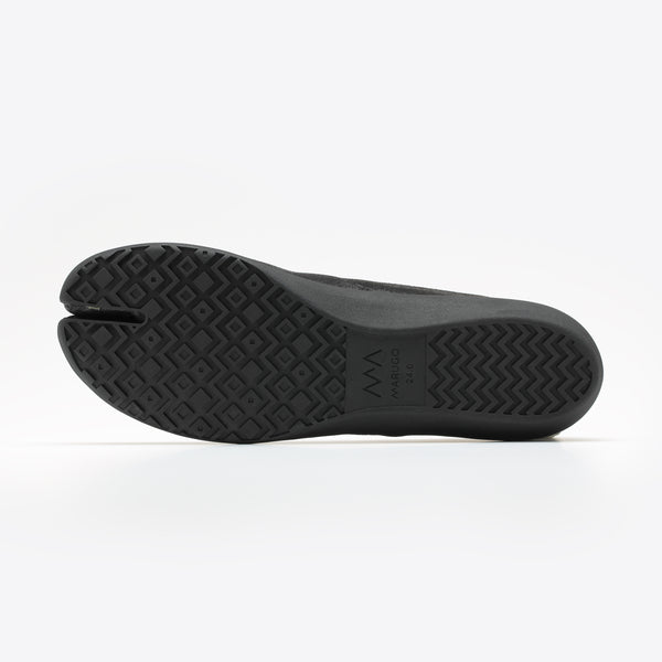 Outsole view of black Tabi Shoes 