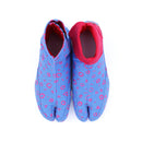 Top view of blue Tabi Shoes " ◯△▢ (MARU SANKAKU SHIKAKU) "