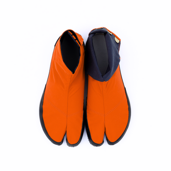 Top view of orange Tabi Shoes " U-ten "