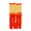 Back view of long orange Tabi Socks " Enoshim "