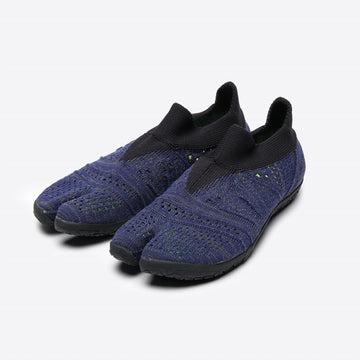 Front view of zebra navy Tabi Shoes " hitoe+ "