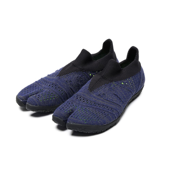 Front view of zebra navy Tabi Shoes " hitoe+ "