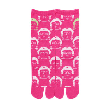 Front view of long pink Tabi Socks " Kamakura Daibutsu "