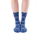 Person wearing long blue Tabi Socks " Kamakura Daibutsu ", front view