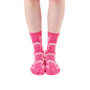 Person wearing long pink Tabi Socks " Kamakura Daibutsu ", front view