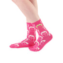 Person wearing long pink Tabi Socks " Kamakura Daibutsu ", right side view