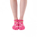 Person wearing short pink Tabi Socks " Kamakura Daibutsu ", front view