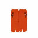 Front view of long orange Tabi Socks " Pixel Shika "– children's size