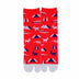 Front view of long red Tabi Socks " Mikasayama "