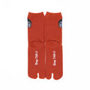 Back view of long orange Tabi Socks " Pixel Daibutsu "