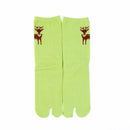 Front view of long green Tabi Socks " Pixel Shika "