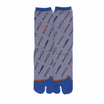 Front view of long gray Tabi Socks " Shirasu2"