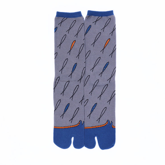 Front view of long gray Tabi Socks " Shirasu2"