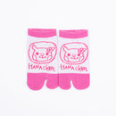 Front view of short pink Tabi Socks " Hana "– children's size