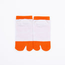 Back view of short orange Tabi Socks " Daibutsu Sensei "– children's size