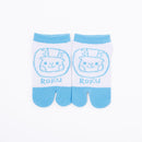 Front view of short blue Tabi Socks " Roku "– children's size