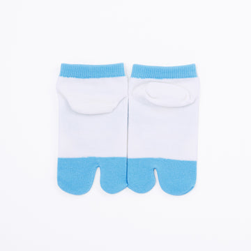 Back view of short blue Tabi Socks " Roku "– children's size