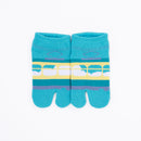 Front view of short green Tabi Socks " Densha "– children's size