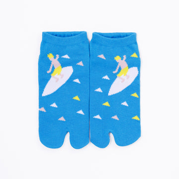 Front view of short blue Tabi Socks " Surfer "– children's size
