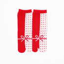 Front view of long red Tabi Socks " Goen "– children's size