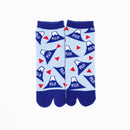 Front view of short blue Tabi Socks " Fujisan 2" – children's size