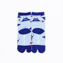 Back view of short blue Tabi Socks " Fujisan 2" – children's size