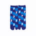 Front view of long blue Tabi Socks " Shika Nozoku "– children's size