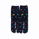 Back view of long black Tabi Socks " Shika & Wa "– children's size
