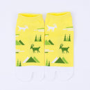 Front view of short yellow Tabi Socks " Mikasayama "