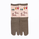 Front view of long green Tabi Socks " Nara-e "