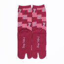 Back view of long dark red Tabi Socks " Shika Nozoku "