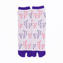 Front view of long beige Tabi Socks " Shika Origami "