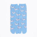 Front view of long blue Tabi Socks " Shika Hashiru "