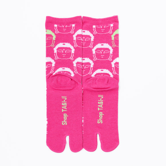 Back view of long pink Tabi Socks " Kamakura Daibutsu "